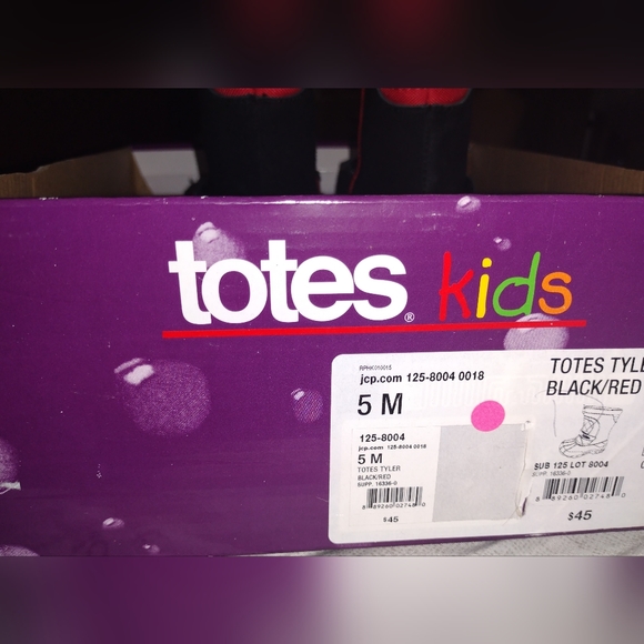 🆕️Totes  Toddler Boys Jason  Winter Snow Boot Black & Red  Sz 5M NWOT - Picture 2 of 7